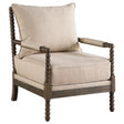 Tampa Furniture Outlet - Coaster - Blanchett Upholstered Bobbin Accent Chair Beige and Distressed Brown - 905362