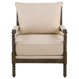 Blanchett Upholstered Bobbin Accent Chair Beige and Distressed Brown - Tampa Furniture Outlet