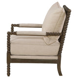 Blanchett Upholstered Bobbin Accent Chair Beige and Distressed Brown - Tampa Furniture Outlet