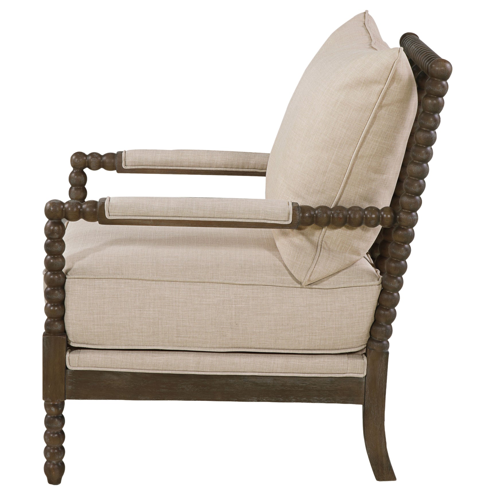 Blanchett Upholstered Bobbin Accent Chair Beige and Distressed Brown - Tampa Furniture Outlet
