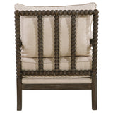 Blanchett Upholstered Bobbin Accent Chair Beige and Distressed Brown - Tampa Furniture Outlet