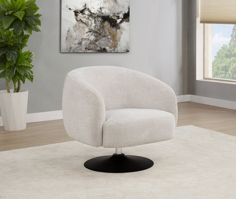Dave Upholstered Barrel Back Swivel Club Chair Beige - Tampa Furniture Outlet