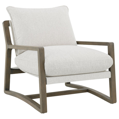 Tampa Furniture Outlet - Coaster - Geneva Boucle Upholstered Wood Arm Accent Chair Sand - 907509