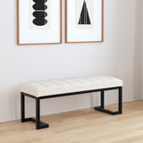 Mesa Boucle Upholstered Tufted Accent Bench Vanilla - Tampa Furniture Outlet