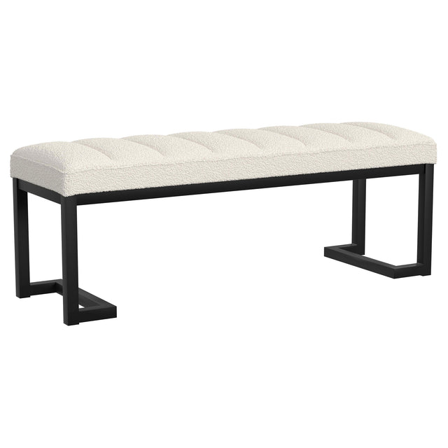 Tampa Furniture Outlet - Coaster - Mesa Boucle Upholstered Tufted Accent Bench Vanilla - 907514