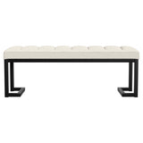 Mesa Boucle Upholstered Tufted Accent Bench Vanilla - Tampa Furniture Outlet