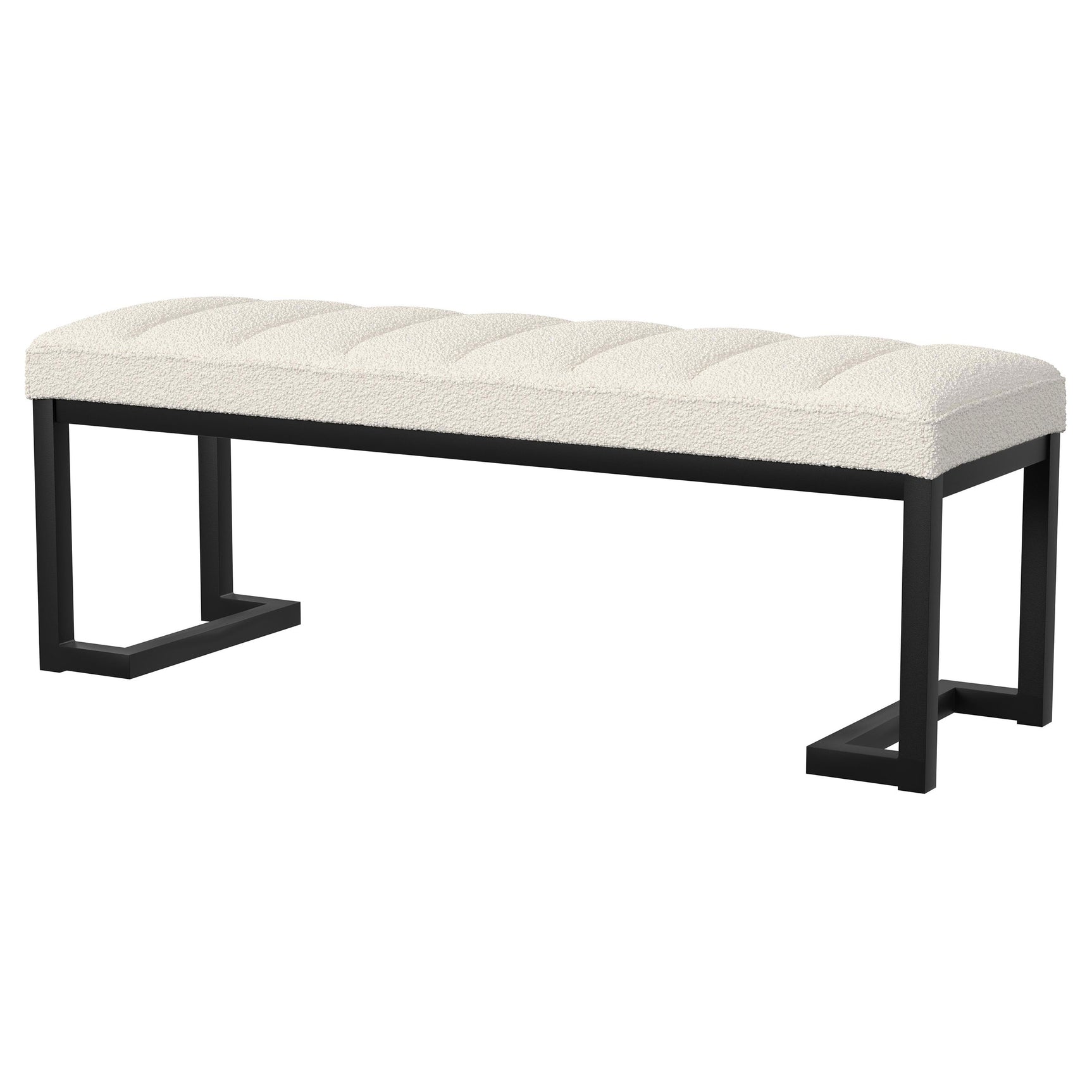 Mesa Boucle Upholstered Tufted Accent Bench Vanilla - Tampa Furniture Outlet