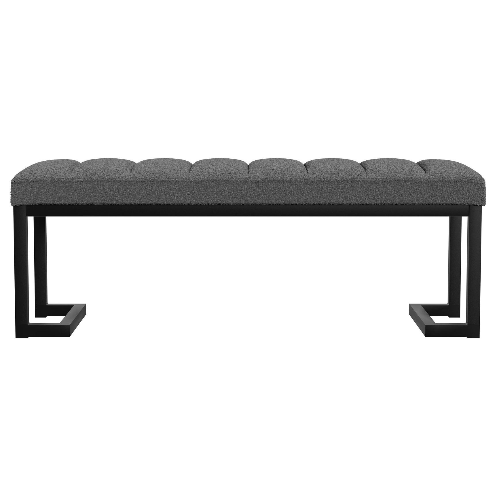 Mesa Boucle Upholstered Tufted Accent Bench Charcoal - Tampa Furniture Outlet