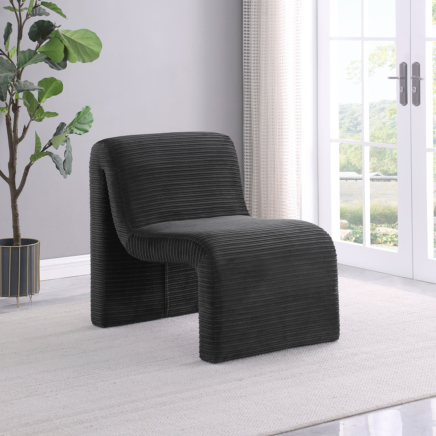 Drayton Upholstered Curved Armless Accent Chair Black - Tampa Furniture Outlet