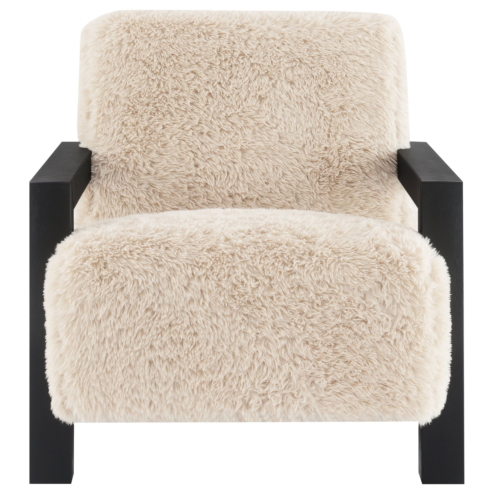 Fitzroy Faux Fur Upholstered Chair Solid Wood Arms Latte - Tampa Furniture Outlet