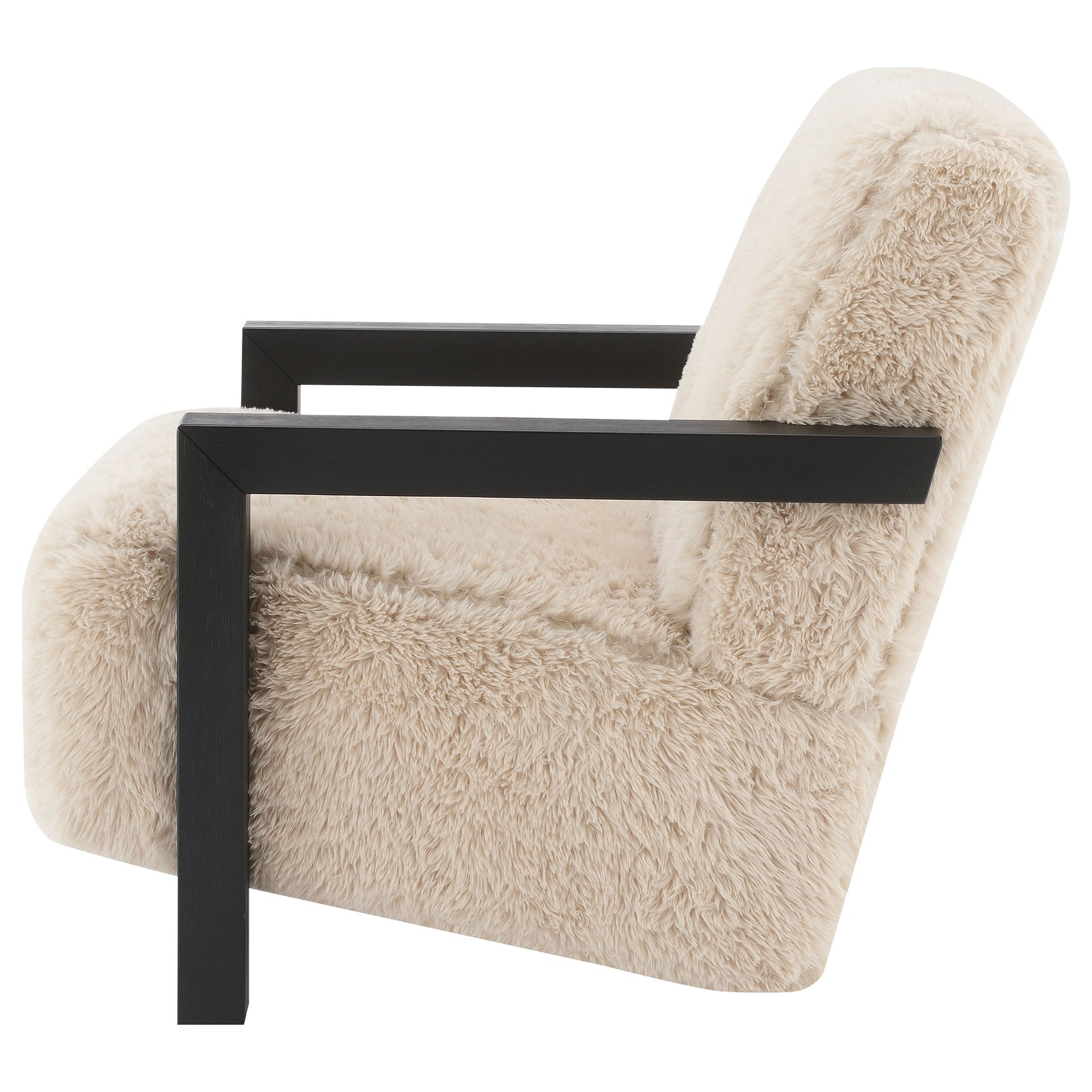 Fitzroy Faux Fur Upholstered Chair Solid Wood Arms Latte - Tampa Furniture Outlet