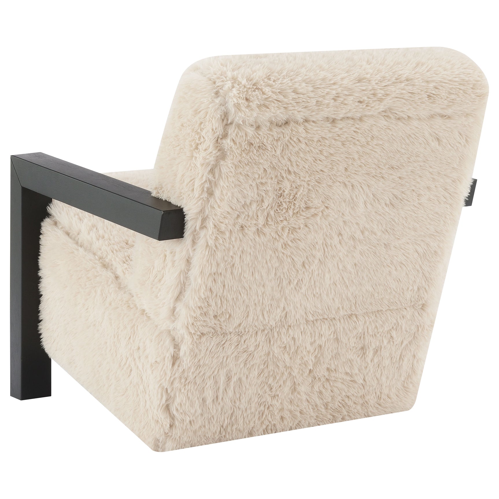 Fitzroy Faux Fur Upholstered Chair Solid Wood Arms Latte - Tampa Furniture Outlet