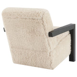 Fitzroy Faux Fur Upholstered Chair Solid Wood Arms Latte - Tampa Furniture Outlet