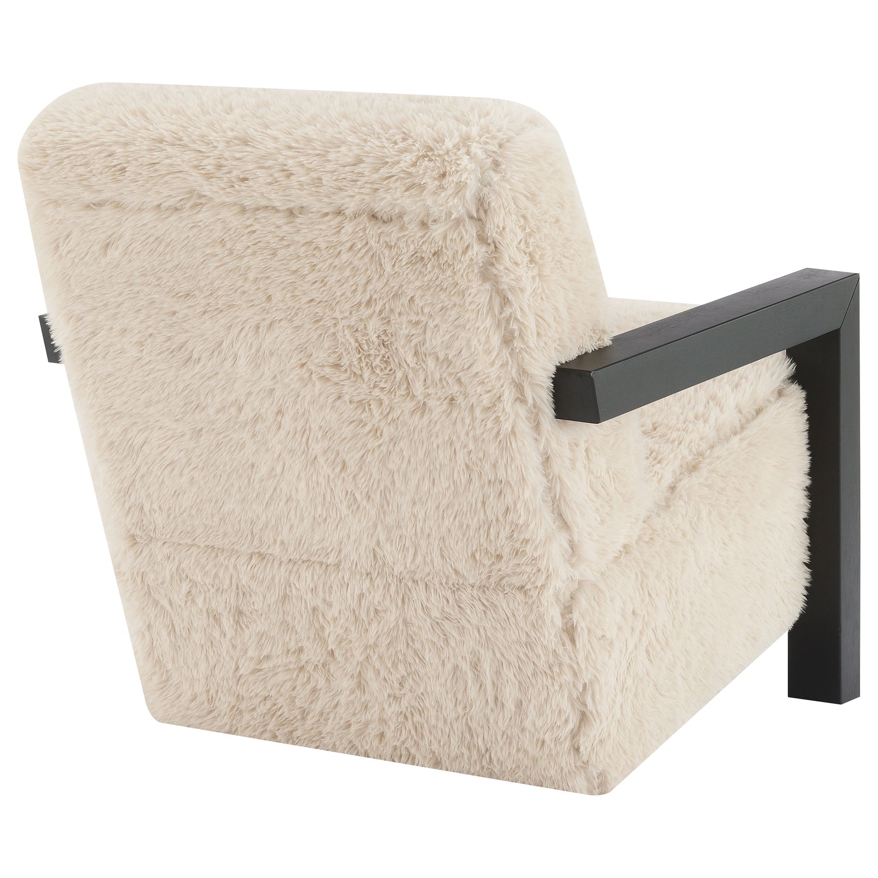 Fitzroy Faux Fur Upholstered Chair Solid Wood Arms Latte - Tampa Furniture Outlet