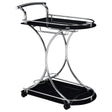 Tampa Furniture Outlet - Coaster - Elfman 2-tier Glass Shelf Metal Bar Cart Black and Chrome - 910001