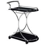 Tampa Furniture Outlet - Coaster - Elfman 2-tier Glass Shelf Metal Bar Cart Black and Chrome - 910001