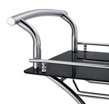 Elfman 2-tier Glass Shelf Metal Bar Cart Black and Chrome - Tampa Furniture Outlet