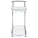 Elfman 2-tier Glass Shelf Metal Bar Cart White and Chrome - Tampa Furniture Outlet
