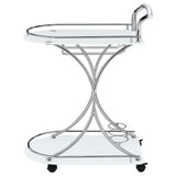 Elfman 2-tier Glass Shelf Metal Bar Cart White and Chrome - Tampa Furniture Outlet