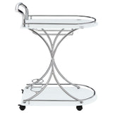 Elfman 2-tier Glass Shelf Metal Bar Cart White and Chrome - Tampa Furniture Outlet
