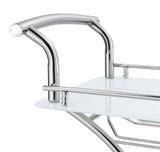 Elfman 2-tier Glass Shelf Metal Bar Cart White and Chrome - Tampa Furniture Outlet
