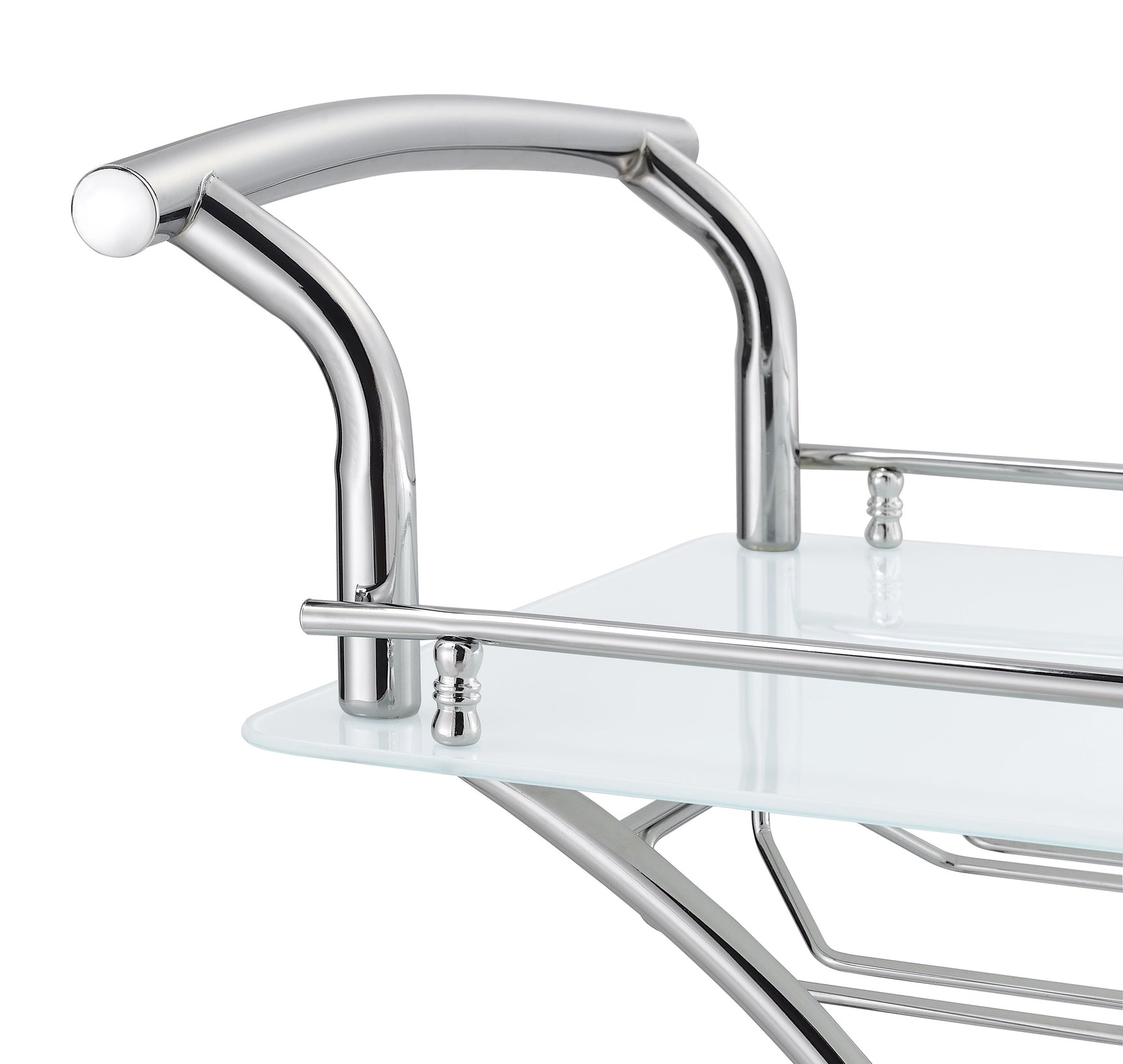 Elfman 2-tier Glass Shelf Metal Bar Cart White and Chrome - Tampa Furniture Outlet