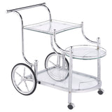 Tampa Furniture Outlet - Coaster - Sarandon 3-tier Glass Shelf Metal Bar Cart Chrome - 910076