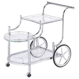 Sarandon 3-tier Glass Shelf Metal Bar Cart Chrome - Tampa Furniture Outlet