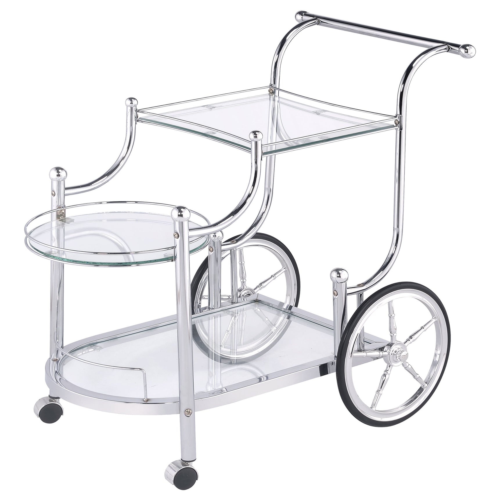 Sarandon 3-tier Glass Shelf Metal Bar Cart Chrome - Tampa Furniture Outlet
