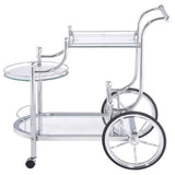 Sarandon 3-tier Glass Shelf Metal Bar Cart Chrome - Tampa Furniture Outlet