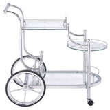 Sarandon 3-tier Glass Shelf Metal Bar Cart Chrome - Tampa Furniture Outlet