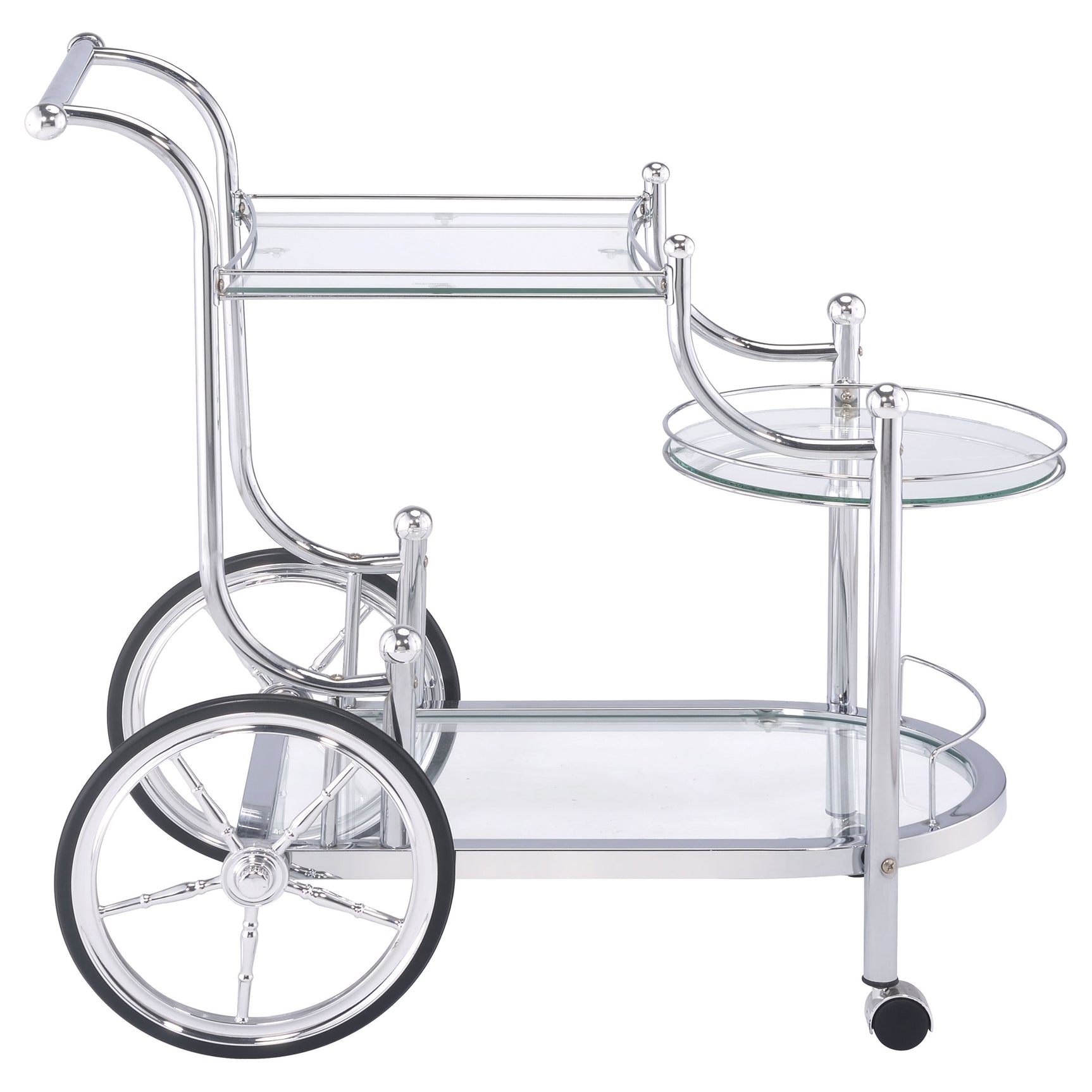 Sarandon 3-tier Glass Shelf Metal Bar Cart Chrome - Tampa Furniture Outlet