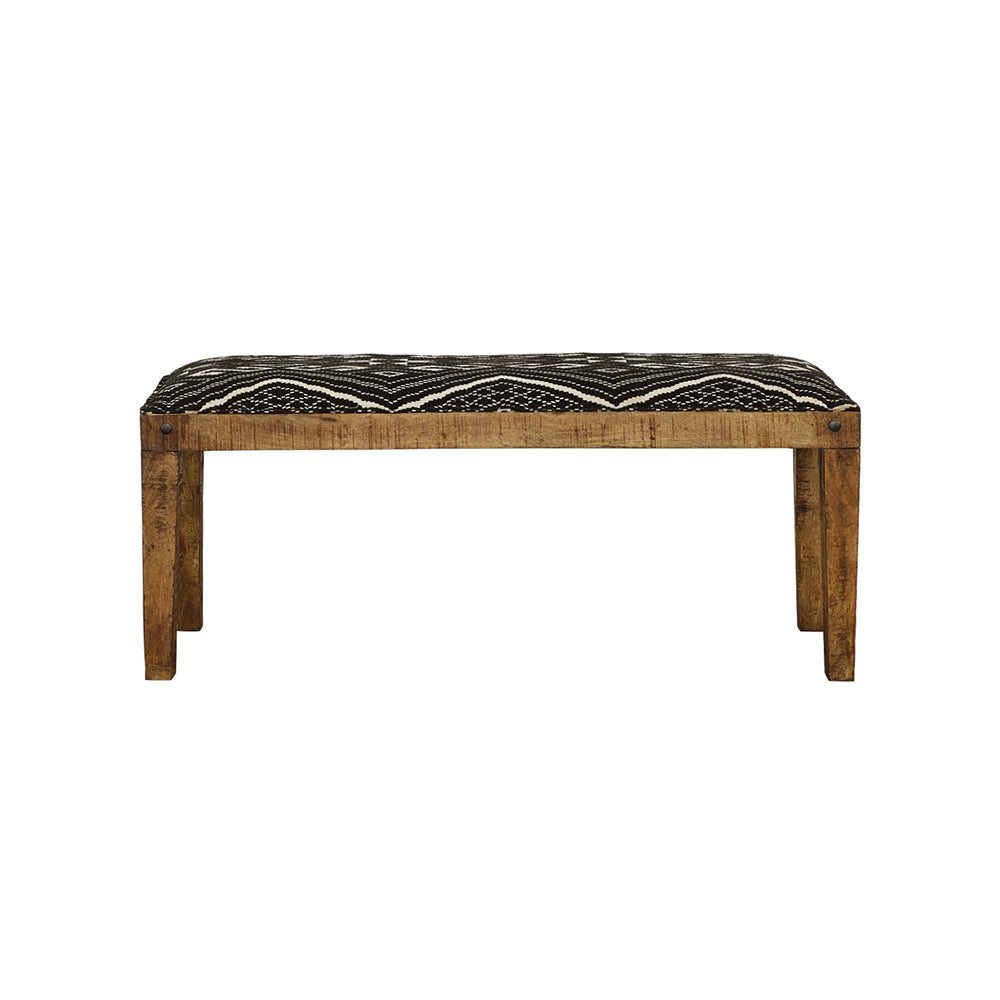 Lamont Fabric Upholstered Accent Bench Black and Natural - Tampa Furniture Outlet