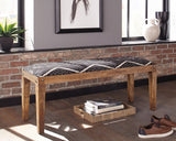 Lamont Fabric Upholstered Accent Bench Black and Natural - Tampa Furniture Outlet