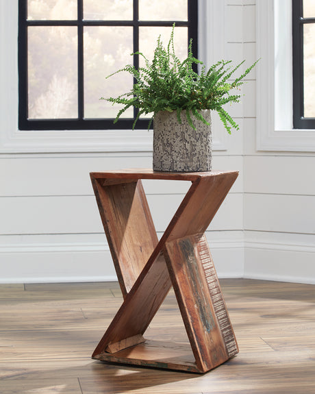 Lily Solid Reclaimed Wood Accent Side Table Natural - Tampa Furniture Outlet