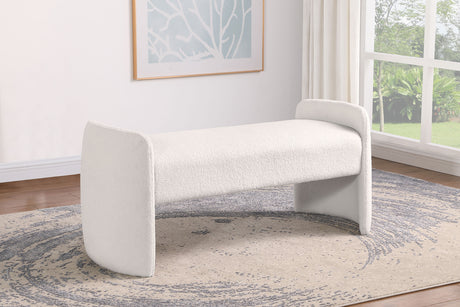 Peoria Velvet Upholstered Accent Bench Ivory - Tampa Furniture Outlet