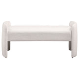 Peoria Velvet Upholstered Accent Bench Ivory - Tampa Furniture Outlet