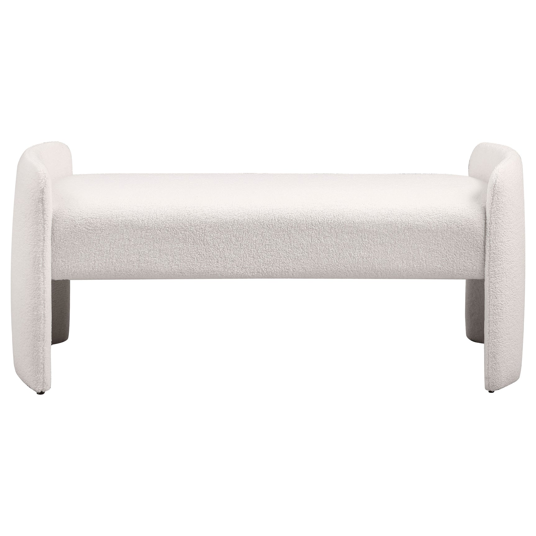 Peoria Velvet Upholstered Accent Bench Ivory - Tampa Furniture Outlet