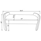 Peoria Velvet Upholstered Accent Bench Ivory - Tampa Furniture Outlet