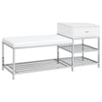 Tampa Furniture Outlet - Coaster - Siega 1-Drawer Shoe Storage Entryway Bench White High Gloss and Chrome - 910223