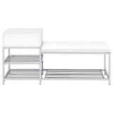 Siega 1-Drawer Shoe Storage Entryway Bench White High Gloss and Chrome
