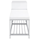 Siega 1-Drawer Shoe Storage Entryway Bench White High Gloss and Chrome