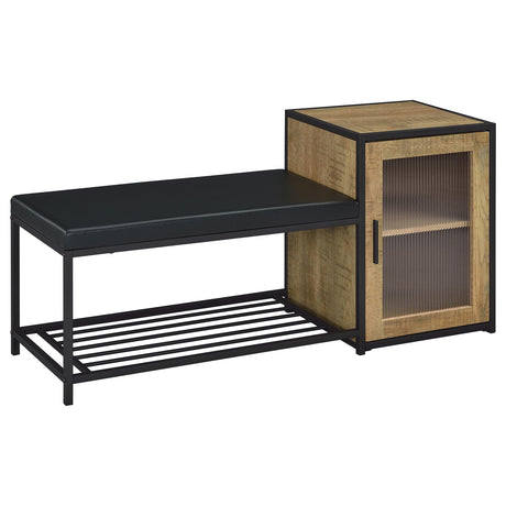 Tampa Furniture Outlet - Coaster - Martino Shoe Storage Entryway Bench with Cabinet Mango and Black - 910224