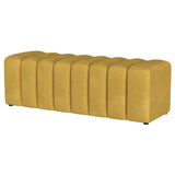 Summer Fabric Upholstered Tufted Accent Bench Mustard Yellow - Tampa Furniture Outlet