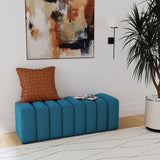 Summer Fabric Upholstered Tufted Accent Bench Peacock Blue - Tampa Furniture Outlet