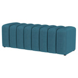 Summer Fabric Upholstered Tufted Accent Bench Peacock Blue - Tampa Furniture Outlet