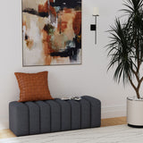 Summer Fabric Upholstered Tufted Accent Bench Charcoal - Tampa Furniture Outlet