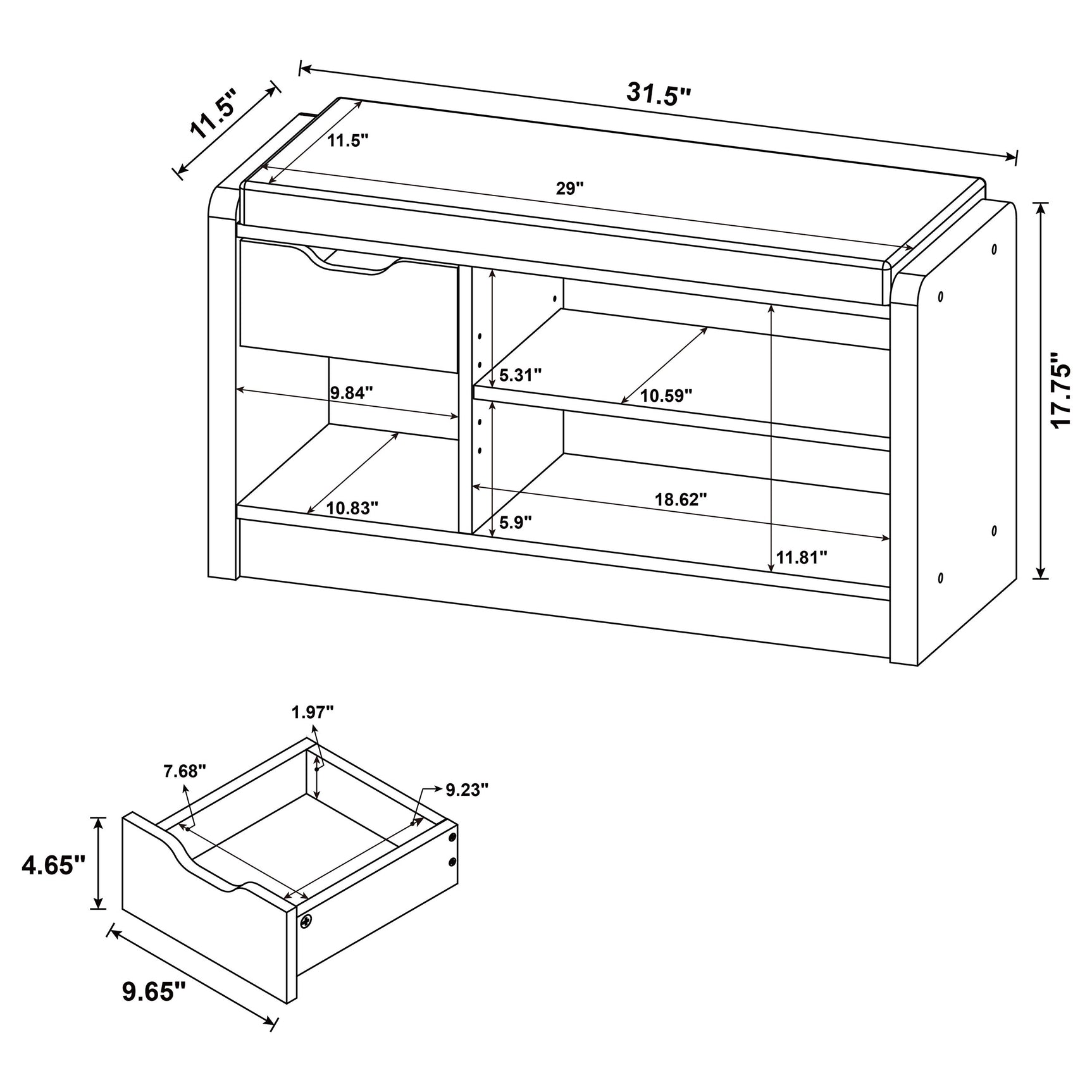 Arrington Storage Bench White Oak - Tampa Furniture Outlet