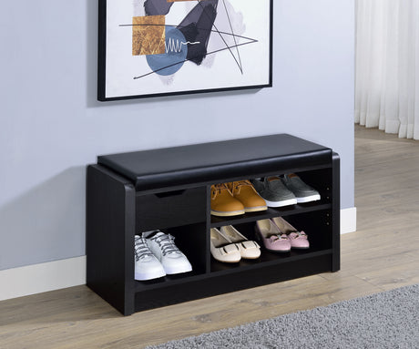 Arrington Storage Bench Black - Tampa Furniture Outlet