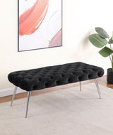 Ella Upholstered Tufted Bench Stainless Steel Legs Black - Tampa Furniture Outlet